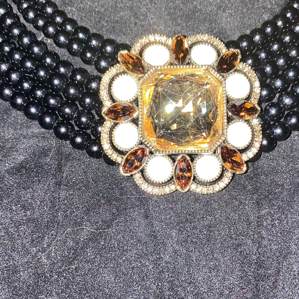 Authentic Heidi Daus Elegant Know How Black Brown and Gold Beaded Necklace - Picture 3 of 8